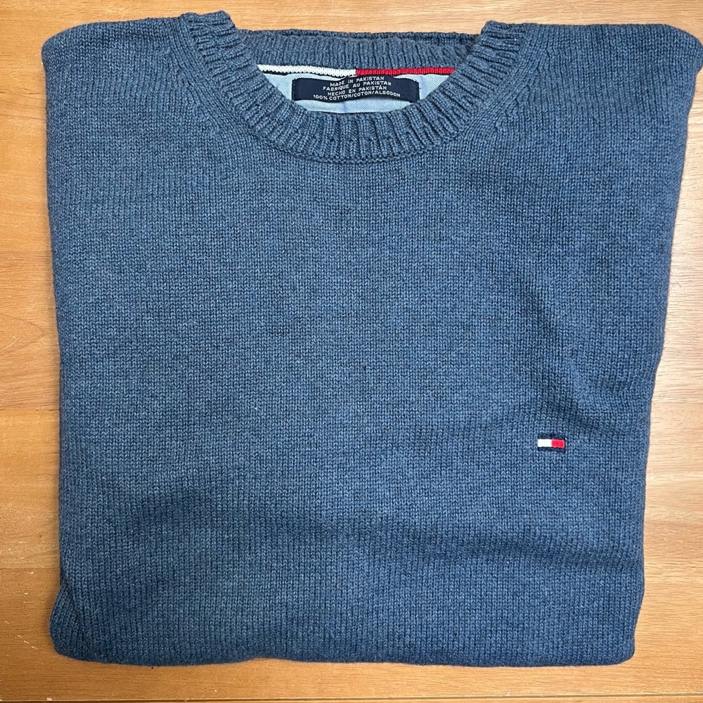 Tommy Hilfiger - XL - Blue Flag Logo Crewneck Sweater